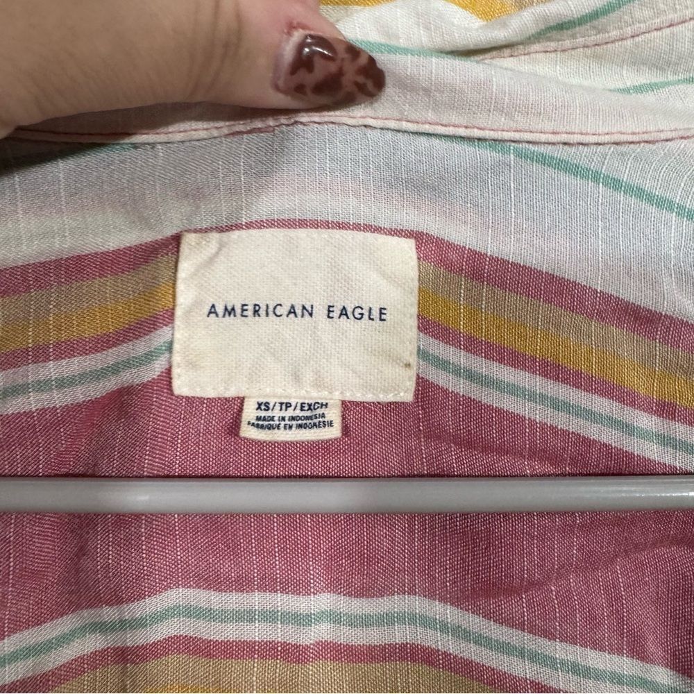 American Eagle Striped Lightweight Oversized Butt… - image 5